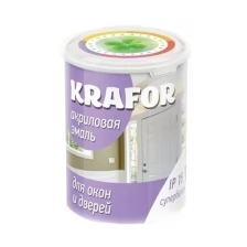 Эмаль для окон и дверей Krafor, акриловая, глянцевая, 1 кг, супербелая